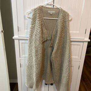 Knox Rose Boho Chunky Knit Beige Belted Cardigan Vest S